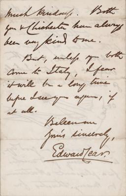 Lot #266 Edward Lear Autograph Letter Signed with Sketch - Image 3