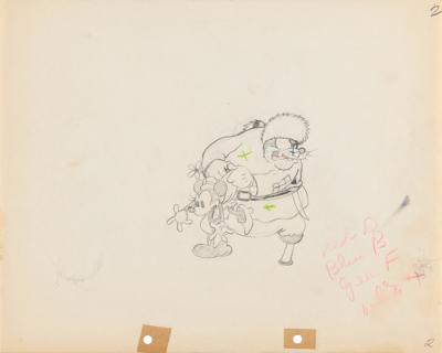 Lot #681 Minnie Mouse and Peg Leg Pete production drawing from Klondike Kid