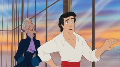 Lot #768 Prince Eric and Sir Grimsby production key master background set-up from The Little Mermaid - Image 1