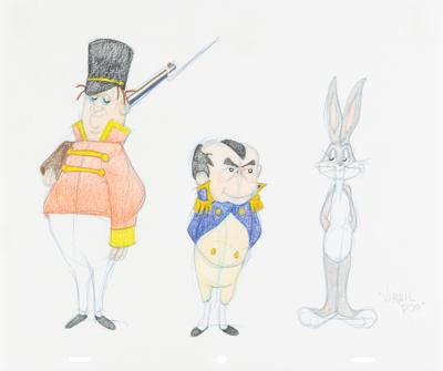 Lot #897 Bugs Bunny, Napoleon, and Soldier original drawing by Virgil Ross