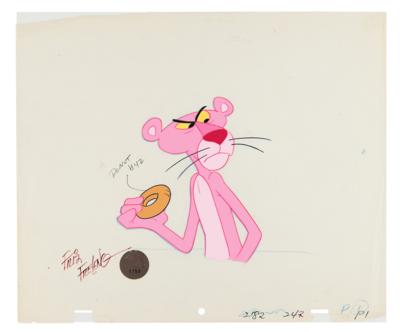 Lot #916 Friz Freleng signed production cel and drawing from The Pink Panther Show