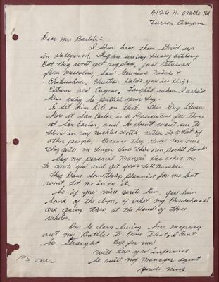 Lot #134 Nino Cochise Autograph Letter Signed - Image 2