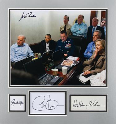 Lot #62 Barack Obama, Joe Biden, Hillary Clinton, and Robert Gates Autograph Display - Image 1