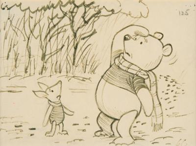 Lot #760 Winnie the Pooh and Piglet double-sided storyboard drawing from Winnie the Pooh and Tigger Too - Image 1