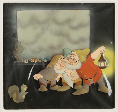 Lot #689 Doc, Bashful, and Sneezy production cel from Snow White and the Seven Dwarfs