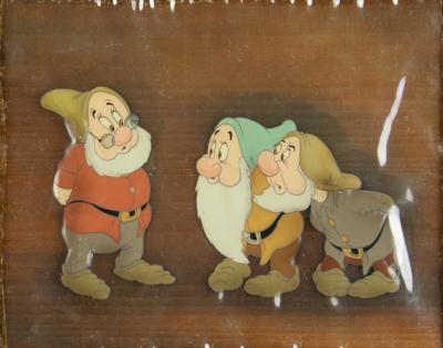 Lot #690 Doc, Bashful, and Sneezy production cel from Snow White and the Seven Dwarfs