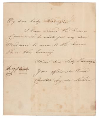 Lot #172 Princess Charlotte Augusta Matilda Autograph Letter Signed