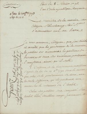 Lot #166 Gaspard Monge Letter Signed