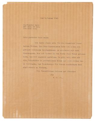 Lot #107 Albert Einstein Typed Letter Signed on Freud