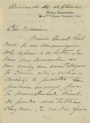 Lot #264 Mary Cassatt Autograph Letter Signed