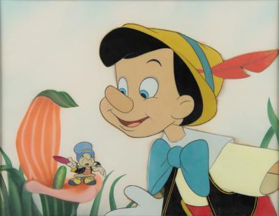 Lot #709 Pinocchio and Jiminy Cricket production cels from Pinocchio - Image 1