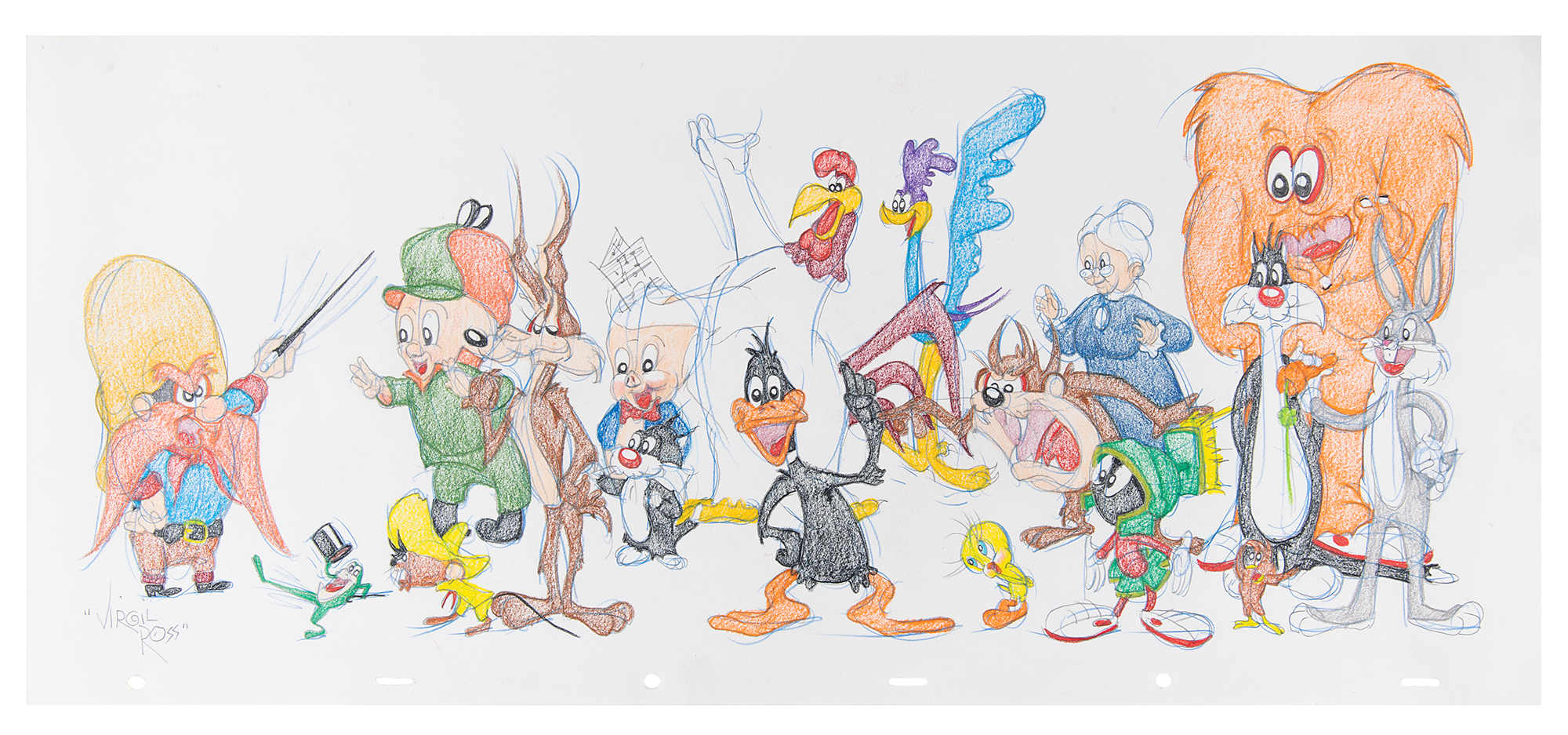 Looney Tunes original panorama drawing by Virgil Ross | RR Auction