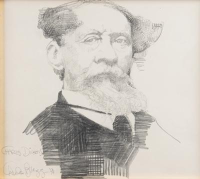 Lot #287 Charles Bragg Signed Sketch of Charles Dickens - Image 1