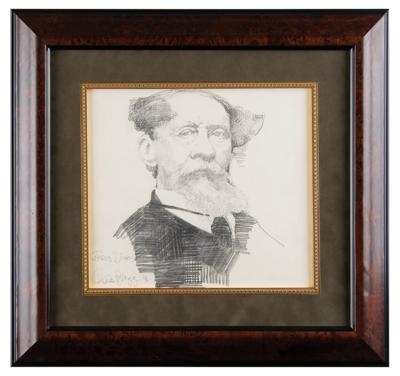 Lot #287 Charles Bragg Signed Sketch of Charles Dickens - Image 2