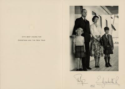 Lot #93 Queen Elizabeth II and Prince Philip Signed Christmas Card (1956)