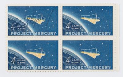 Lot #256 Alan Shepard Signed Stamp Block - Image 1