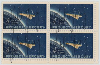 Lot #260 John Young Multi-Signed Stamp Block (4x)