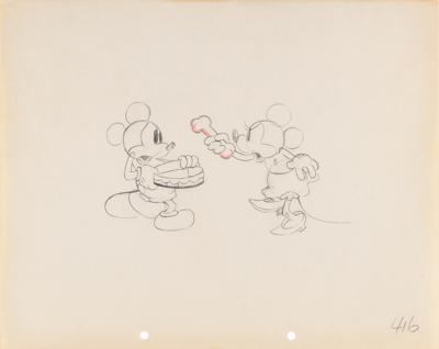 Lot #809 Mickey and Minnie Mouse production drawing from Puppy Love - Image 1