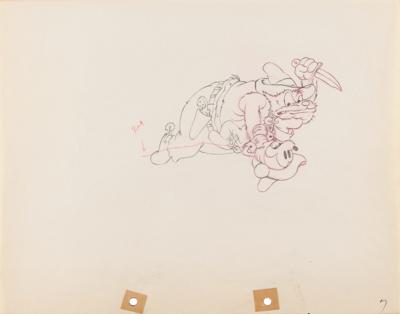 Lot #812 Mickey Mouse and Peg Leg Pete production drawing from Two-Gun Mickey - Image 1