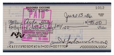 Lot #395 Madonna Signed Check to Aida Grey