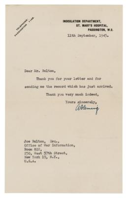 Lot #109 Alexander Fleming Handwritten Manuscript on Penicillin