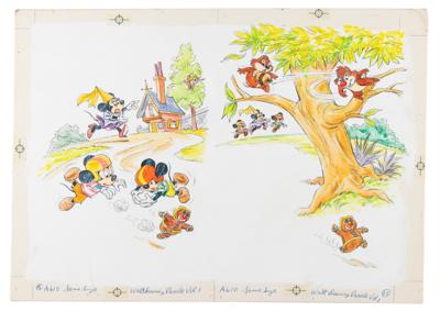 Lot #864 Mickey and Minnie Mouse and Chip and Dale production drawing from the Walt Disney Parade book - Image 1
