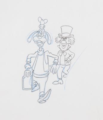 Lot #885 Goofy and the Mad Hatter (3) production drawings from an Eastern Air Lines television commercial - Image 1