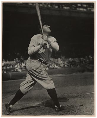 Lot #6099 Babe Ruth Signed Oversized (16.25 x 20) Photograph from 1947