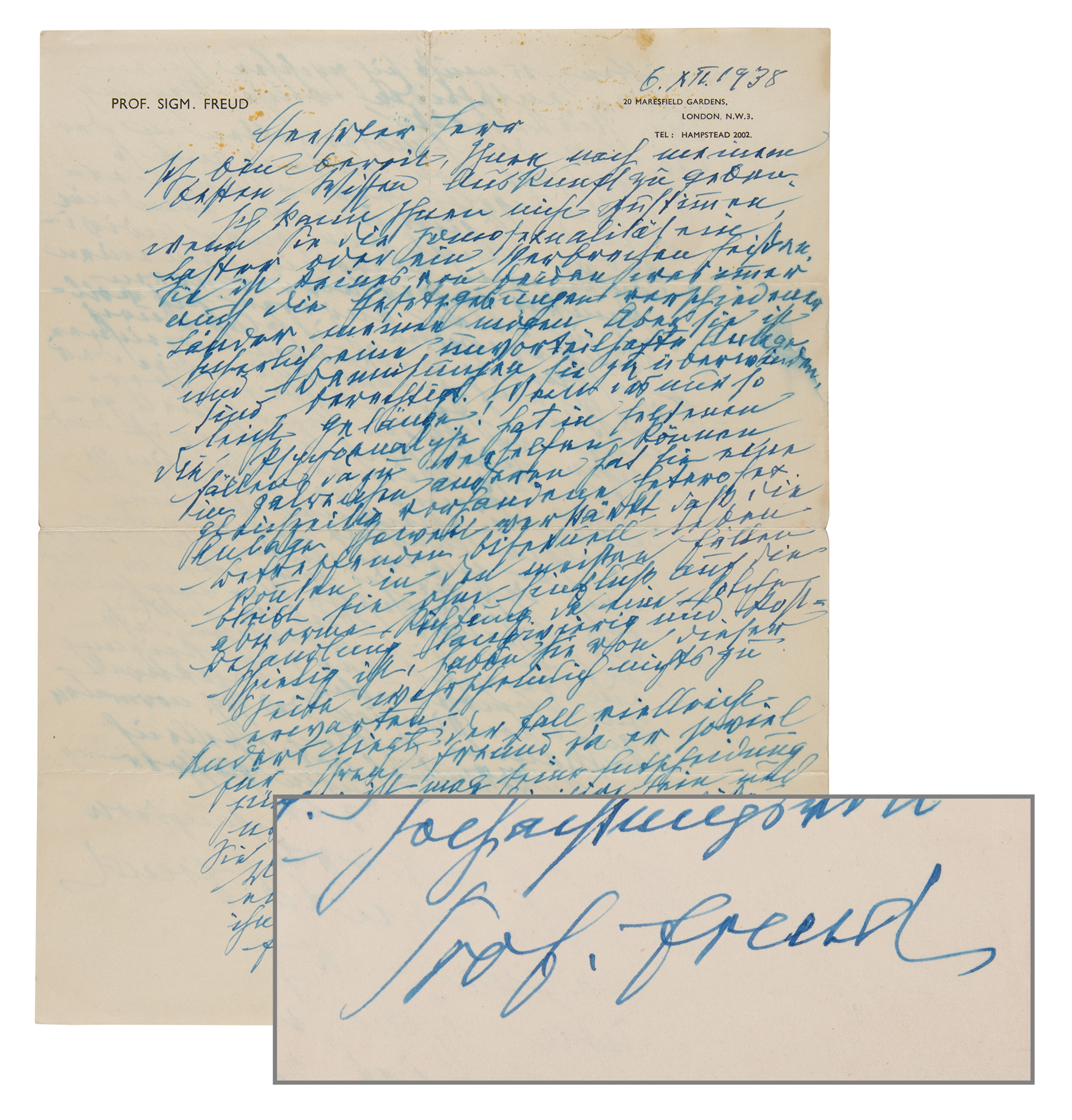Lot #6040 Sigmund Freud Rare Autograph Letter Signed on Homosexuality, ...several of the greatest men in history were homosexuals
