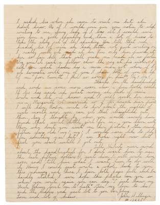 Lot #6050 John Dillinger Autograph Letter Signed from Prison: 