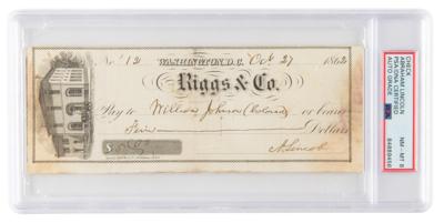 Lot #6015 Abraham Lincoln Signed Check as President to Black Personal Valet at White House, William Johnson (Colored), one of three known checks from Lincoln to Black people