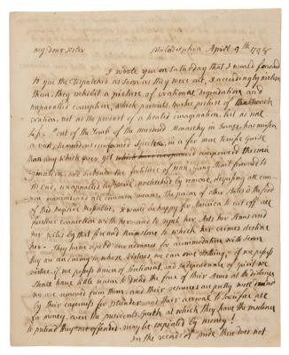 Lot #6004 Abigail Adams Autograph Letter Signed as First Lady on French Revolution: "National Degradation and unparalled corruption" - Image 2