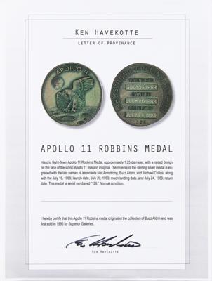 Lot #6068 Apollo 11 Flown Robbins Medallion - From the Collection of Buzz Aldrin - Image 4