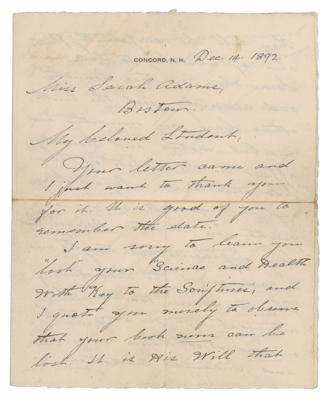 Lot #6036 Mary Baker Eddy Autograph Letter Signed: My teachings and writings will answer any question on Christian Science