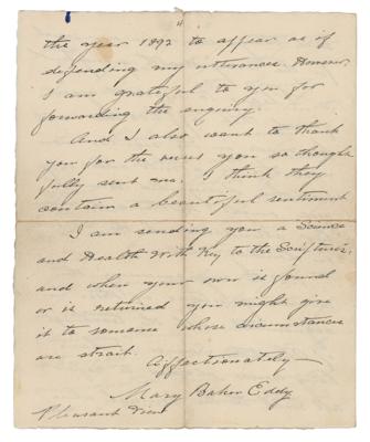 Lot #6036 Mary Baker Eddy Autograph Letter Signed: "My teachings and writings will answer any question on Christian Science" - Image 4
