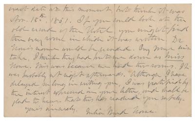 Lot #6037 Julia Ward Howe ALS on The Battle Hymn of the Republic, "written in a bedroom at Willard’s Hotel" - Image 2