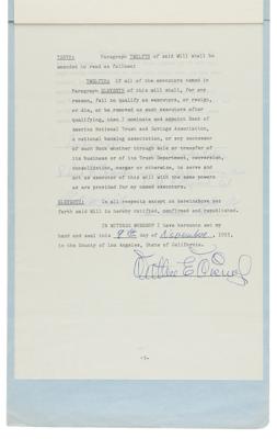 Lot #6076 Walt Disney Signed 1955 Codicil to His Last Will and Testament