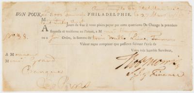 Lot #6009 Haym Salomon and Robert Morris Rare Signed Bill of Exchange for Financing the Revolutionary War