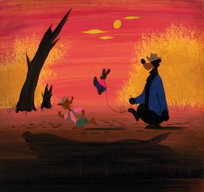 Lot #6077 Mary Blair concept painting of Br'er Rabbit, Fox, and Bear from Song of the South - Image 1