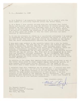 Lot #6029 Martin Luther King, Jr. Letter: "As a Negro I have special concern with the influence that Soviet theory and practice have had upon the millions of colored peoples" - Image 1