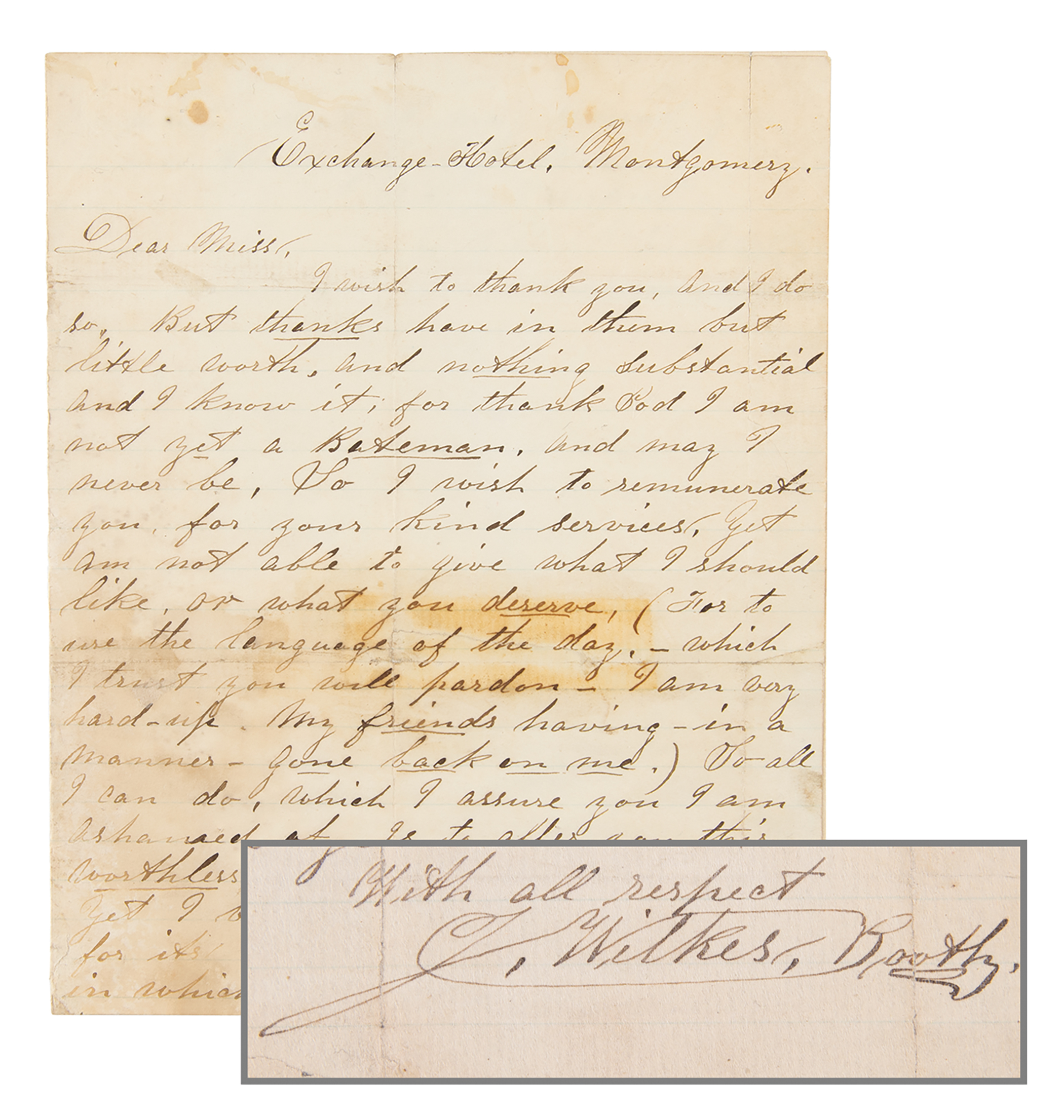 Lot #6035 John Wilkes Booth Autograph Letter Signed (1860) Written the Month of President Lincoln's Election - Image 1