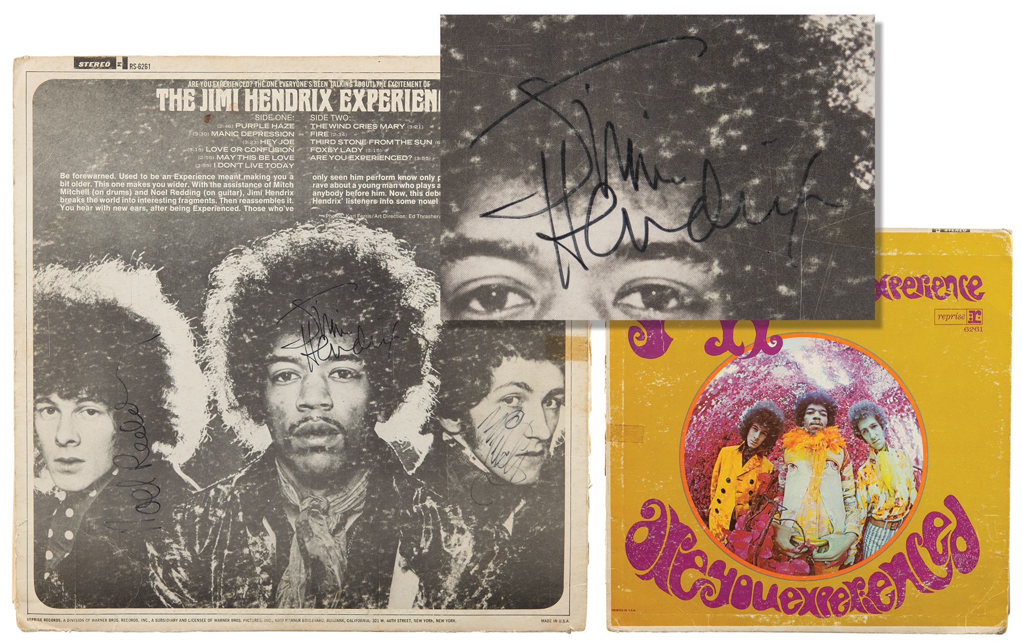 Lot #6086 Jimi Hendrix Experience Signed 'Are You Experienced' Album - Obtained at Hunter College in NYC on March 2, 1968 - Image 1