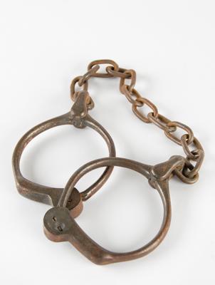 Lot #6091 Harry Houdini's Personally-Owned Bean Cobb Leg Irons - Image 1