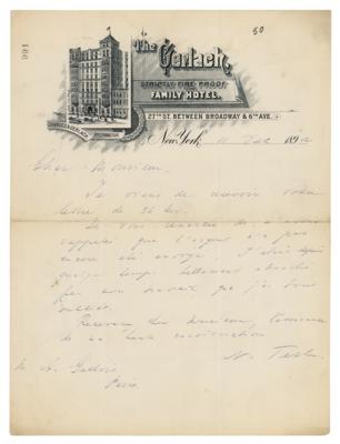 Lot #6044 Nikola Tesla Autograph Letter Signed on His Inventing: I had been so absorbed in my work that I forgot everything