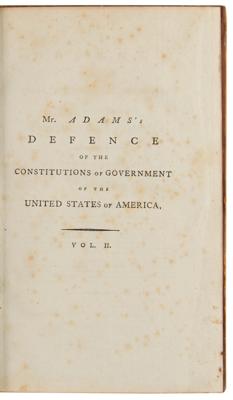Lot #6002 John Adams Signed Books - A Defence of the Constitutions of Government of the United States of America, Inscribed to His Cousin - Image 5