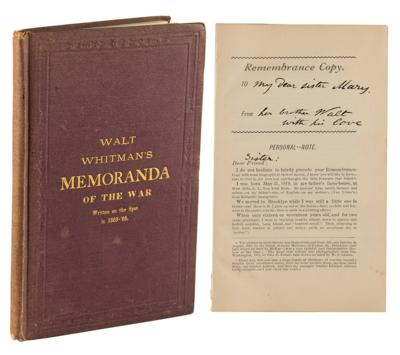 Lot #6031 Walt Whitman Memoranda During the War” Limited Edition Signed Book: I see the President almost every day