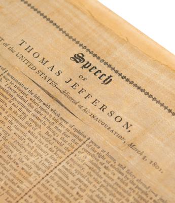 Lot #6008 Thomas Jefferson: Rare Silk Broadside of First Inaugural Address (1801) - Image 2