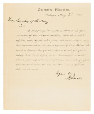 Lot #6016 Abraham Lincoln Letter Signed as President on Fort Pillow Massacre of Black Soldiers by Rebels - Image 1