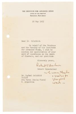 Lot #6063 Robert Oppenheimer Typed Letter Signed on Death of Albert Einstein