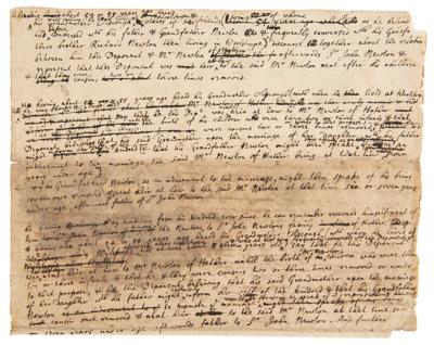 Lot #6042 Isaac Newton Handwritten Manuscript on Family Tree — "Newton" Written 25 Times!